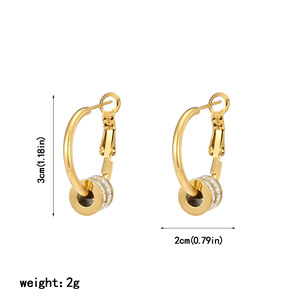 Nuovi Orecchini da <span class=keywords><strong>Donna</strong></span> in Acciaio Inossidabile Placcato Oro 18k con Zircone Rotondo, Gioielli di Lusso con Piercing Permanente, Stile Sorority - Product Image 5