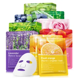 BIOAQUA Skin Care 100% Natural Extracts Organic Vitamin C Green Tea Sheet Mask Anti-Acne Lightening Cosmetic Facial Mask
