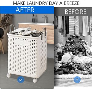 Cesto de Ropa Sucia Plegable de Plástico de 50L/60L, para Ropa y Ropa de Cama, Personalizable, Ecológico, Diseño Moderno para Baño - Product Image 4