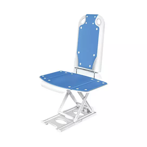 Sedia da bagno LA-M3 blu/bianca regolabile in altezza elettrica per anziani e disabili - Product Image 1