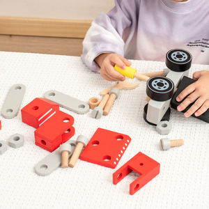 Juguete Educativo de Madera Natural para Niños, Vehículo de Juguete con Pintura a Base de Agua, Herramientas de Bricolaje para Ensamblar, Bulldozer, Camión de Bomberos, Camión de Reparaciones - Product Image 3