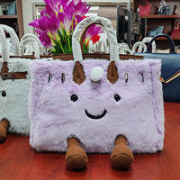 Sac à bandoulière portable en peluche pour femme, motif visage souriant, idéal pour Noël – Nouvelle collection hiver, personnalisable en usine.