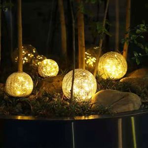 Solar Crackled Ball <b>Garden</b> <b>Hanging</b> Landscape Lamp IP65 Waterproof No Wiring Needed Outdoor Pathway Lamp - Product Image 3