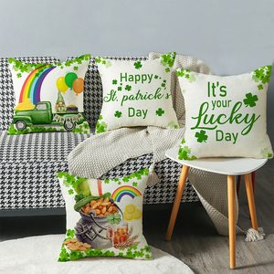 Fête nationale irlandaise Festive Home Decor Square 18*18 pouces Green Shamrock Luck <span class=keywords><strong>St</strong></span>. Patrick's Day Taie d'oreiller - Product Image 4