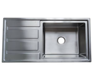 Évier de cuisine moderne à une cuvette en acier inoxydable style ferme avec brosse à égouttoir pour les grands espaces de cuisine - Product Image 3