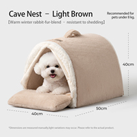 Yongbao Lit pour animaux de compagnie pliable et confortable en forme de grotte pour chiens et chats, avec coussin antidérapant en mousse et rembourrage en coton PP, durable et lavable