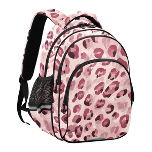 Sac à dos de voyage multifonctionnel à grande capacité avec imprimé léopard rose, fermeture éclair, pour les voyages en plein air - Product Image 2