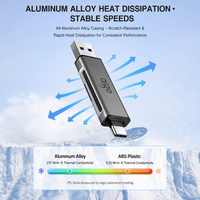 Pembaca Kartu SD TF Universal Aluminium USB 3.0 Tipe-C OTG, Pembaca/Penulis Memori Dual Slot Simultan untuk PC Laptop Smartphone Box