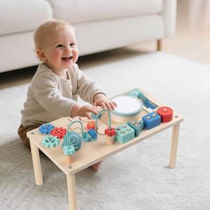 Jouets Montessori pour l'éducation précoce, table d'activités multifonctionnelle, planche d'activités en bois, labyrinthe de perles, coordination œil-main, 2-4 5-7 ans - Product Image 3
