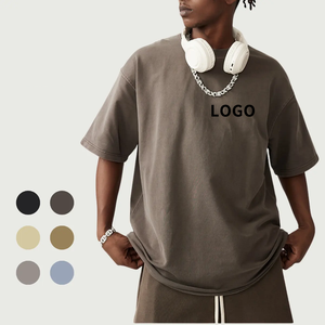 T-shirt Homme Streetwear Oversize en Coton Tissé 100% Coton, Col Épais Uni, Impression Personnalisée Sérigraphiée, Style Hip Hop - Product Image 5