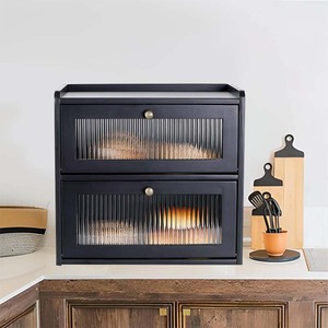 Gỗ bánh mì lưu trữ container Box, <span class=keywords><strong>2</strong></span>-Layer công suất lớn Tủ lưu trữ, phong cách retro - Product Image 6