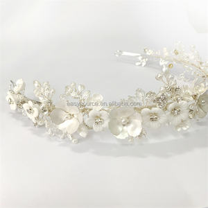 RE4647-3 capelli da sposa fatti a mano vite strass fiore in ceramica fascia da sposa gioielli per capelli da sposa - Product Image 3