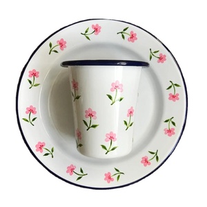 Assiettes rondes plates en acier émaillé, assiettes de camping durables, décoratives et écologiques avec logo personnalisé, vente en gros - Product Image 5
