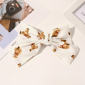 2024 nuovo disegno stampa Bear Hair fiocco nastro di seta fermacravata di alta qualità molletta per capelli da ragazza - Product Image 6