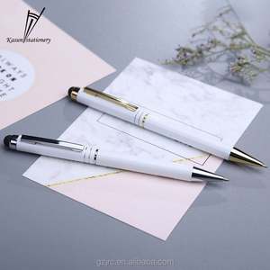 Stylo à bille fantaisie en métal avec logo personnalisé, couleur contrastée 2023, avec stylet pour l'écriture - Product Image 4