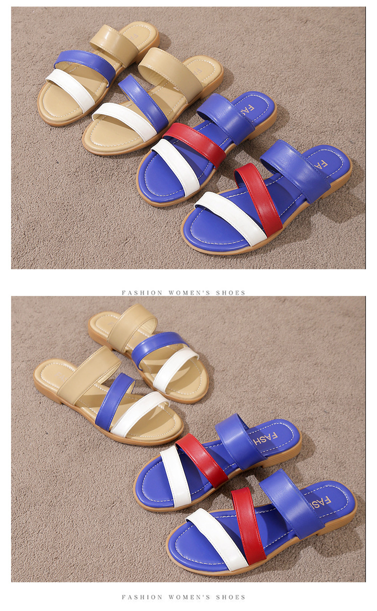 Fashion Cross Slippers Women Open Toe Flat Casual Shoes Comfortable Rubber PU Slides