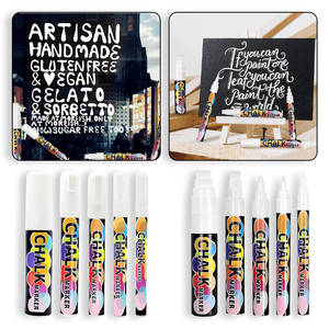 Vente en gros de marqueurs à craie blanche Stylo à craie liquide Marqueur de tableau de verre effaçable à sec personnalisé Marqueurs à craie pour vitres Ensemble de 8 pièces - Product Image 1