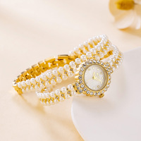 Montres Missfox 3702, boîtier en alliage de perles, design classique, de bonne qualité, cadran rond, montre-bracelet pour femmes