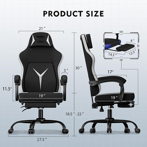 Fauteuil de jeu ergonomique pas cher pour PC avec tissu respirant et siège pivotant pour adolescents gamers - Product Image 2