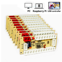 Carte de manette de console d'arcade d'encodeur USB à retard zéro et contrôleur d'arcade USB vers PC en plastique avec lampe à LED Type poussoir à pièces