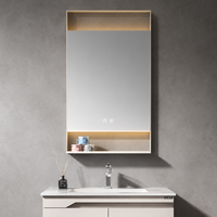 Meuble sous-vasque mural avec éclairage d'ambiance, vasque flottante avec étagère inférieure, facile à nettoyer et au design classique