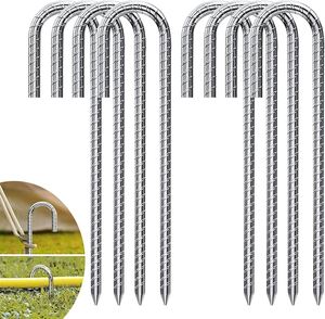 Estacas de Aço Galvanizado para Jardinagem Moderna, Estacas de Tenda com Gancho em J, Ancoragem de Solo - Product Image 1