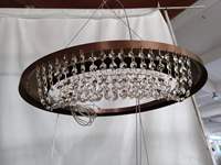 Lustre moderne de luxe à 3 niveaux en cristal doré, anneau en acier inoxydable, suspension LED, garantie 3 ans, CRI élevé 80, 50 000 heures