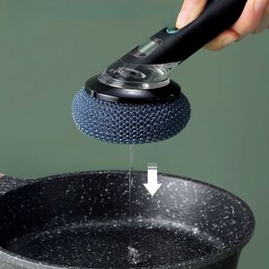 Portable Kitchen <b>Brush</b> Long Handle Liquid Dishes <b>Brush</b> Replaceable Head No Dirty Hands Cleans Kitchen Utensils Cutlery Sinks - Product Image 5