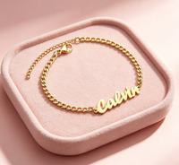 Pulsera Personalizada con Iniciales, Acero Inoxidable, Chapado en Oro, Joyería de Moda para Mujeres y Hombres, Pulseras con Letras de Nombre Personalizadas