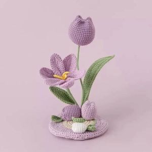 ขายส่งชุดอุปกรณ์ DIY สำหรับทำดอกทิวลิปโครเชต์แฮนด์เมดรูปนางเงือก ของตกแต่งบ้านและโต๊ะทำงาน - Product Image 4