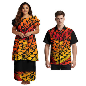 Samoan Fijian <span class=keywords><strong>Masi</strong></span> Tapa Estampado de flores Vestidos de cóctel personalizados Vestidos de fiesta Conjuntos de atuendo de pareja <span class=keywords><strong>sexy</strong></span> Ropa tribal polinesia - Product Image 6