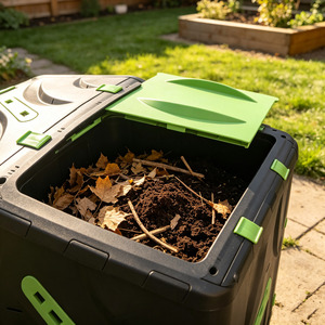 Composteur rotatif 70L moderne en plastique robuste pour déchets alimentaires de jardin et de cuisine, avec fonction de nettoyage facile pour usage extérieur - Product Image 4