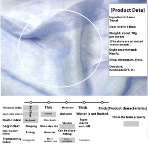 Translúcido azul cielo para Tencel ramio tela de lino gasa falda traje antiguo vestido para niños encaje tejido hogar textil uso - Product Image 3