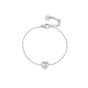 เอมี่ เอมี่รูปหัวใจ 925 เงินแท้ประดับเพชรซิคอนสร้อยข้อมือโรเดียมชุบเชนลิงค์ผู้หญิงโรแมนติกสวมใส่ได้ทุกวันเครื่องประดับชั้นดี P0096 - Product Image 4