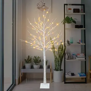 아마존 Hotsale 180cm led 크리스마스 장식 조명 야외 방수 태양 램프 화이트 구리 와이어 자작 나무 나뭇 가지 트리 조명