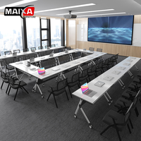 Table de conférence mobile pliable - Ensemble de bureau modulaire sur roulettes avec design minimaliste, construction durable et montage facile