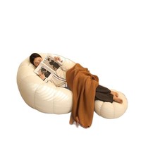 Pouf-canapé en laine d'agneau en forme de citrouille, fauteuil paresseux moderne et minimaliste avec dossier en coton PP, design tendance pour la maison