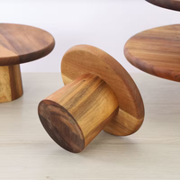 Piring Kayu Bulat Buatan Tangan Serbaguna, Alas Kue Kayu