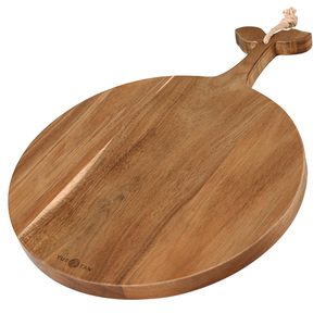 Tabla de cortar redonda de madera YUSOTAN con asa para uso en la cocina - Product Image 1