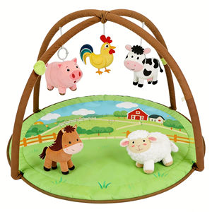 Juguetes Colgantes Multifuncionales para el Tiempo Boca Abajo, Animales de <span class=keywords><strong>Granja</strong></span> en 3D, Tapete de Juego de Algodón Suave para Bebés y Niños, Gimnasio de Actividades - Product Image 3