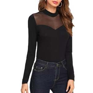 เสื้อสตรีเซ็กซี่สีดำแขนยาวเสื้อตาข่ายบาง - Product Image 4