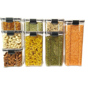 Household Bpa-Free PET Airtight Eco-Friendly Clear Stackable <b>Kitchen</b> Organizer Cereal <b>Storage</b> Container Dry Food <b>Box</b> Jar Lids - Product Image 1