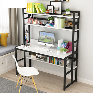 Escritorios de ordenador baratos modernos y sencillos para oficina en casa con estante, escritorio grande para <span class=keywords><strong>2</strong></span> <span class=keywords><strong>personas</strong></span>, <span class=keywords><strong>mesa</strong></span> de <span class=keywords><strong>estudio</strong></span> para estudiantes, mesas sencillas para ordenador portátil - Product Image 2