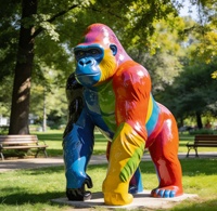 Statue décorative d'animaux personnalisée, écologique et moderne, en fibre de verre, sculpture de gorille réaliste grandeur nature pour l'extérieur, vente en gros