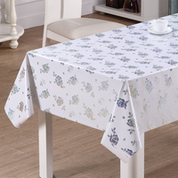 Nappe en vinyle imprimée au laser RNPT avec des cercles multicolores en forme de bulles, en PVC blanc et support en tissu pour tables à manger