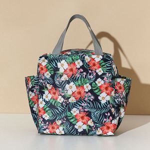 Sac à déjeuner léger 300D en tissu cationique, double poche, imperméable, isolant, motif floral, sac fourre-tout, article transfrontalier très populaire pour le stockage alimentaire - Product Image 6