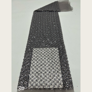 Tissu en <span class=keywords><strong>tulle</strong></span> perlé à grille de diamants et perles, 8 couleurs, avec sequins, pour robe de mariée et de demoiselle d'honneur G4124 - Product Image 5
