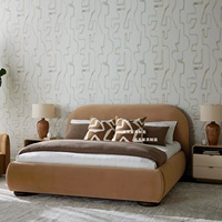 Lit plateforme rembourré en tissu bouclé rétro français, lit moderne taille King ou Queen pour chambre principale, hôtel, salle d'exposition, mobilier de maison