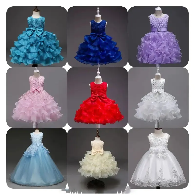 2023 European Style Tuxedo children dress 3D embroidered Princess Dress for party Fluffy Girl Piano evening dress for
