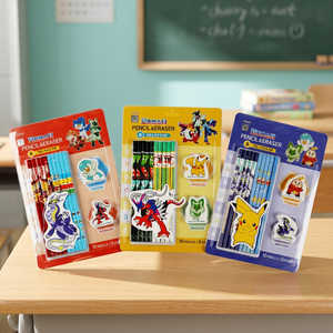 Ensemble de gommes à crayon en bois Pokémon, papeterie coréenne pour enfants, fournitures scolaires, dessin animé, cadeau pour étudiants, jouet, objet de collection - Product Image 2